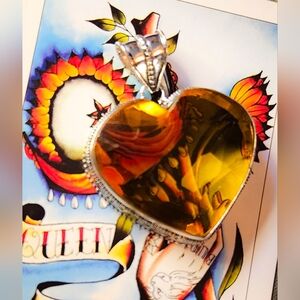 NWT Honey Citrine 925 silver Gemstone vintage/ Antique Design Heart Pendant ❤️